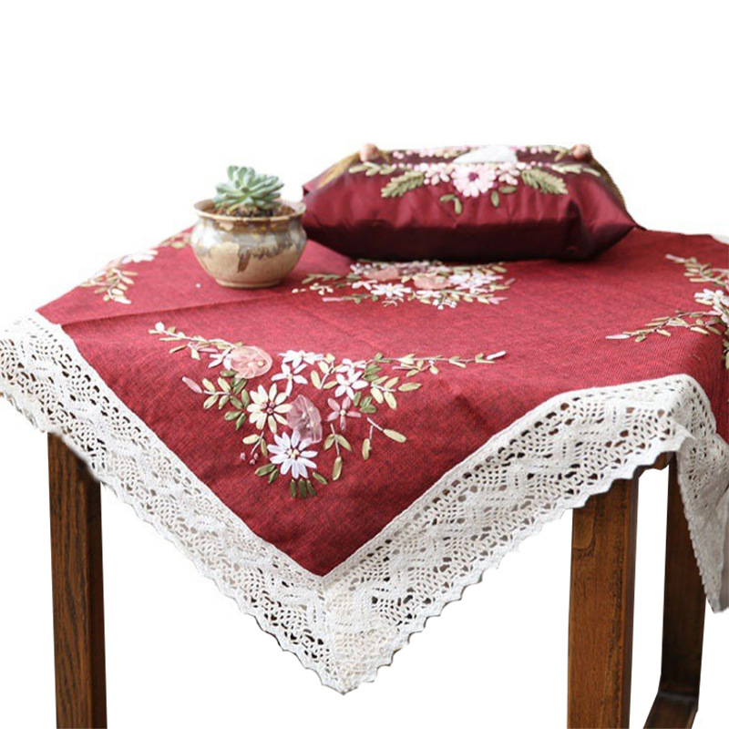 Jin Hao Embroidery Diy Tablecloth Cloth Garden Small Fresh Rectangular Coffee Table Table Cloth Tablecloth Square Placemat Item Picture