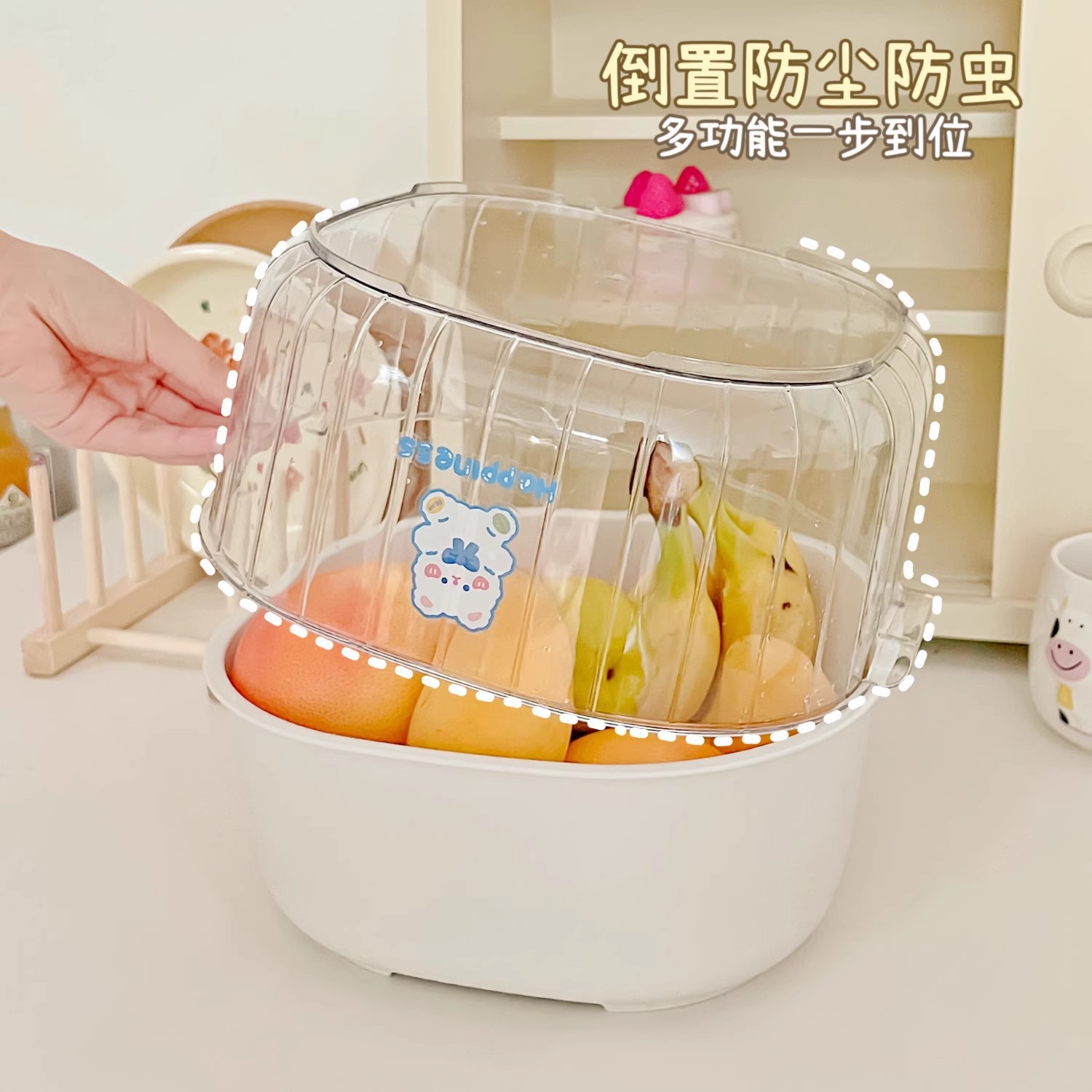 Double-layer vegetable washing basin, draining basket, kitchen household plastic fruit plate, living room vegetable basket, washing vegetable basket, large storage Application Scenario