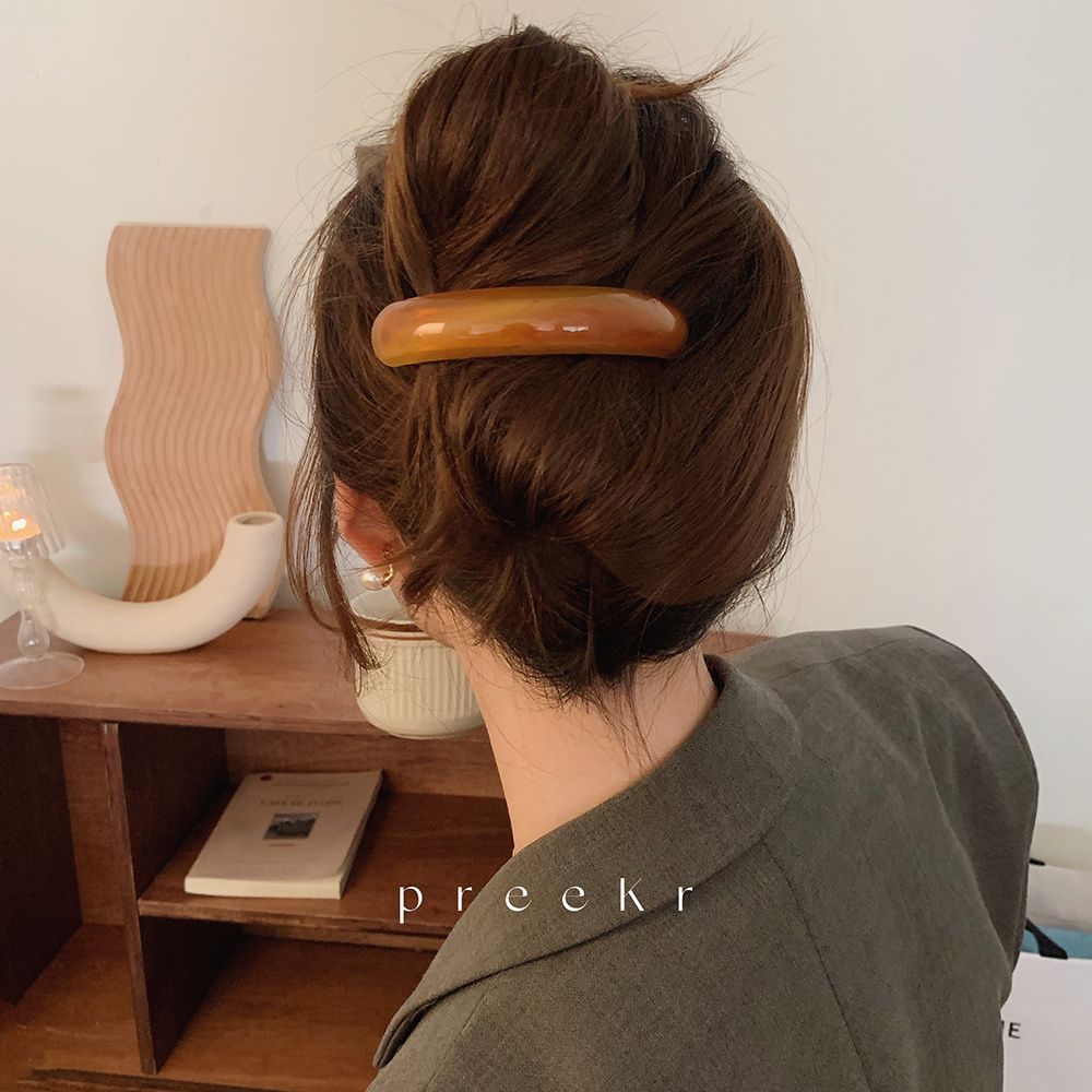 preeKr Korean spring hair clip for women, back of the head ponytail top clip, horizontal clip, simple and elegant, retro one-line clip for women details Picture