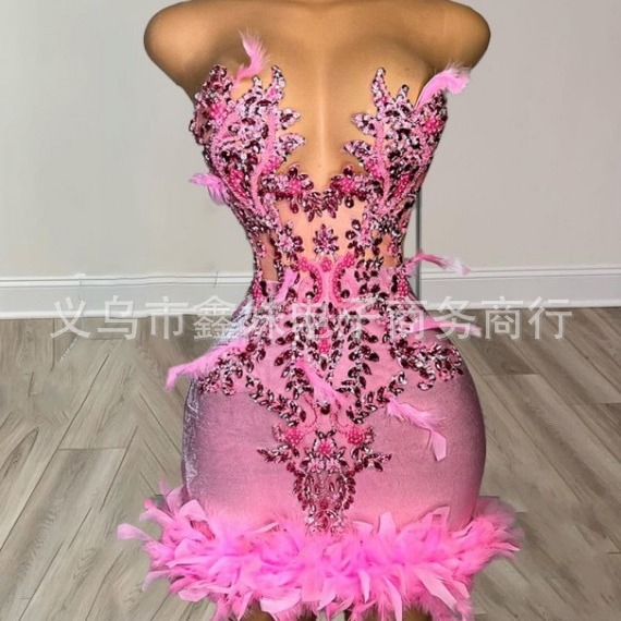 New heavy industry high-end custom-made hand-stitched beaded wedding dress in red with applique Specification image