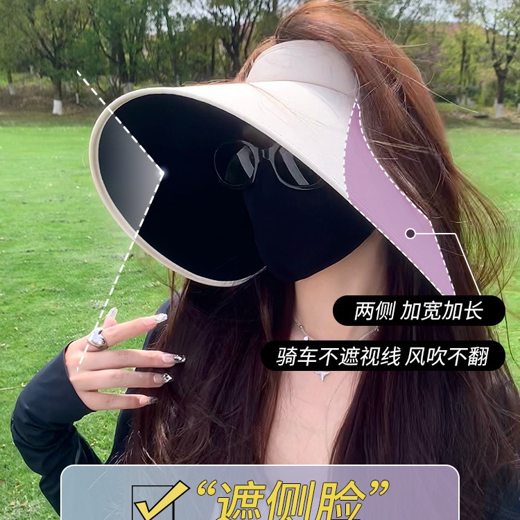 Brand [Sondona] sun hat, JX style, large brim, black rubber sun hat, UV protection sun hat, women's top, summer wraparound, foldable Specification image