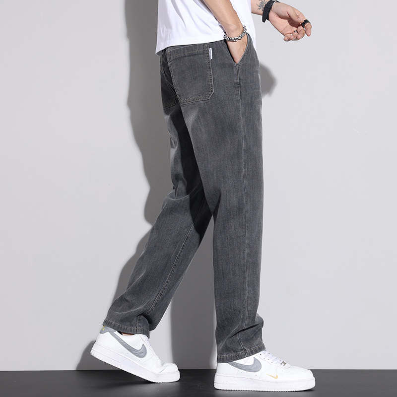 Tencel Lyocell Men's 2025 Summer thin, straight-leg, loose, comfortable, stretched-waist casual pants Specification image