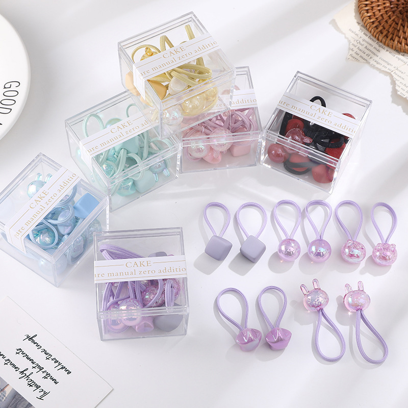 Korean Cartoon Children's Hair Accessories Candy Color Baby Leather Band 10 Colorful Head String Five-Pointed Star Hair Band details Picture