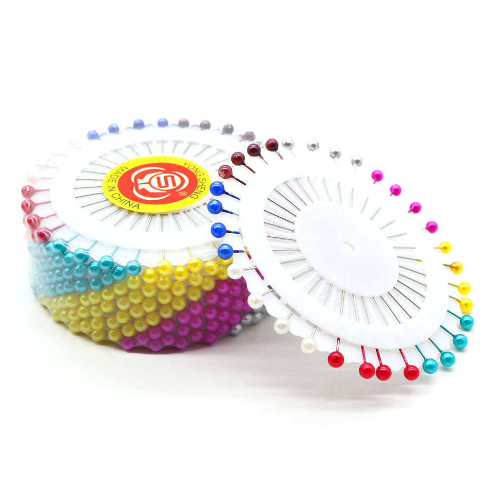 Factory wholesale 32 stainless steel pearlescent needle discs, cross-border garment cutting positioning needles, plastic head bead needle discs details Picture