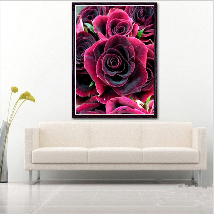 Pasted CROSS DIAMONDS EMBROIDERED FULL of diamonds MODERN FRESH red roses LIVING ROOM Bedroom dining ROOM diamond painting a generation thumbnail
