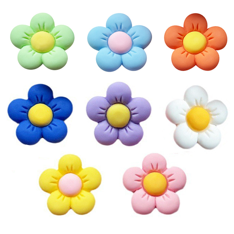 Matte five-petal flower series resin diy jewelry accessories, phone cases, crocs, patches, hair clips, hair accessory materials Item Picture