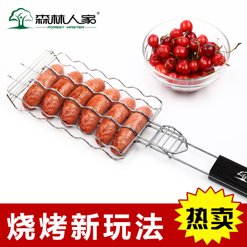 Forest Home Bbq Tool Sausage Grill Grill Net Stainless Steel Grill Net Outdoor Grill Grill Grill Clip details Picture