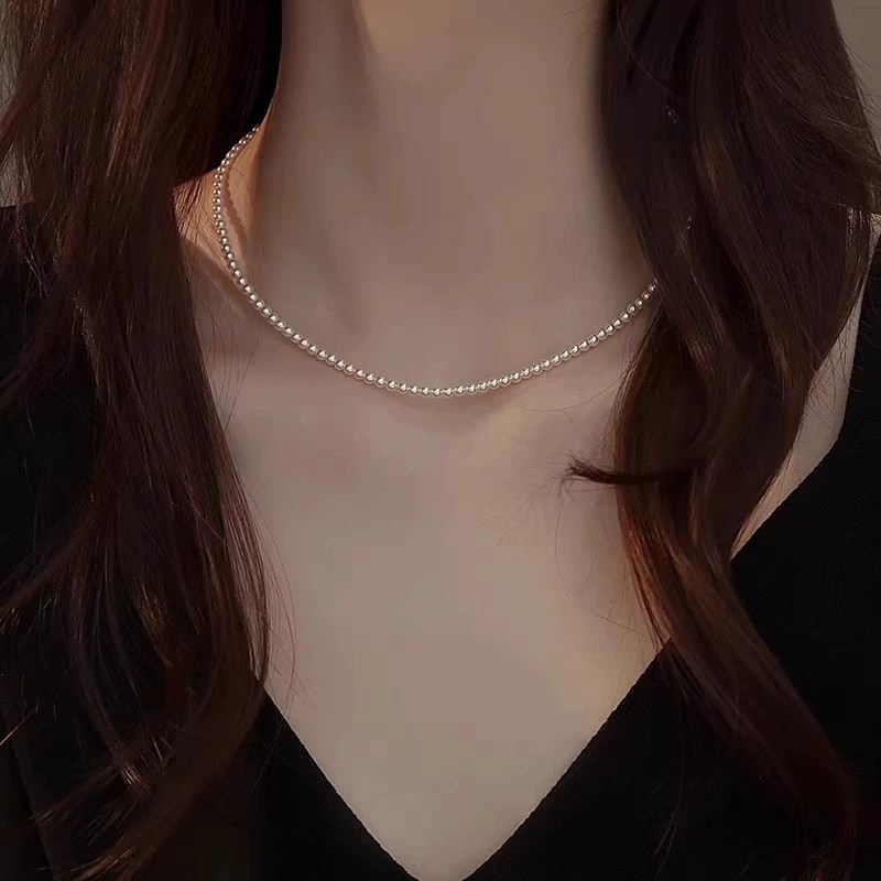 Authentic bestseller 2mm ultra-fine pearl necklace for women's summer 2024 new style millet grain collarbone chain, no color fading, perfectly round sea