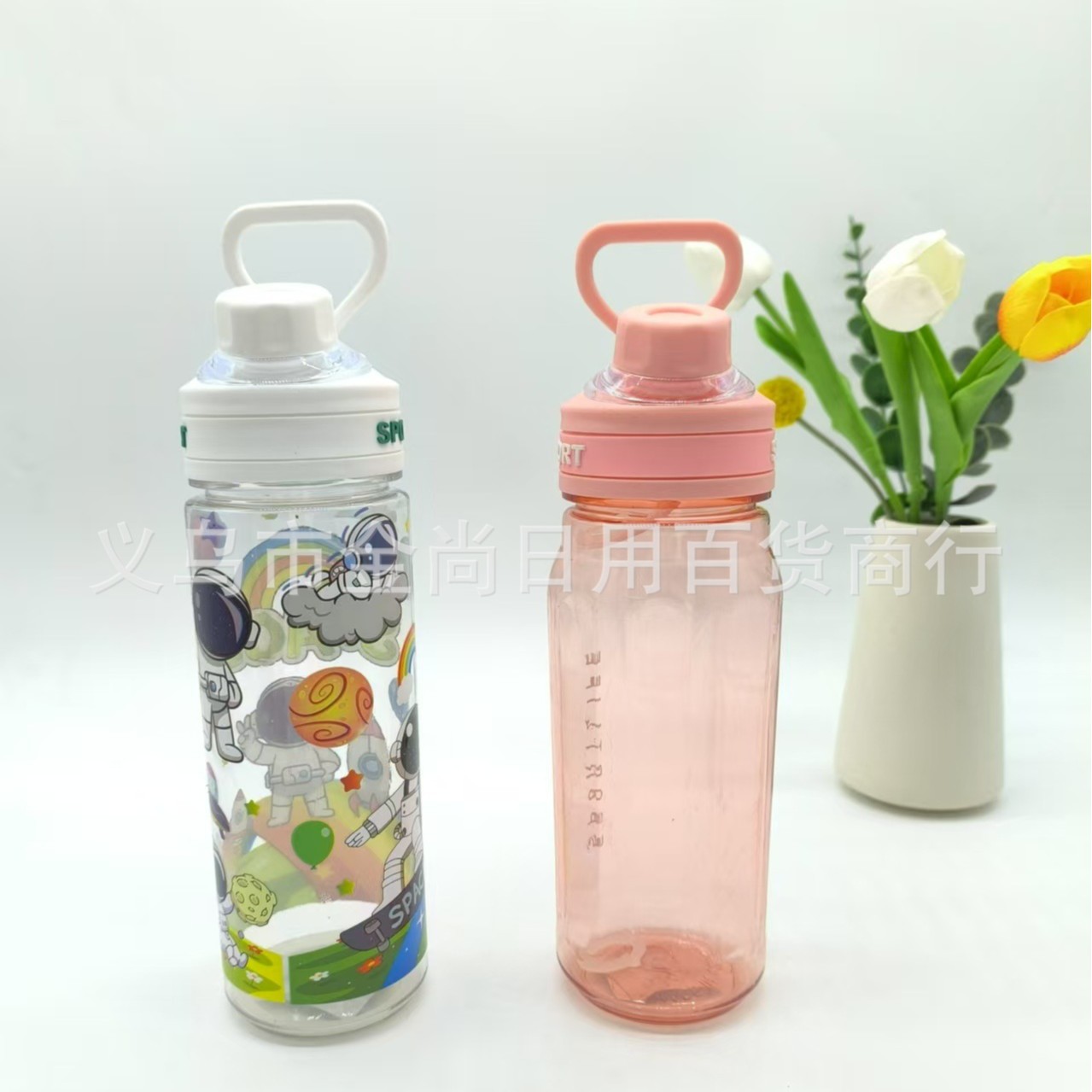 New popular water cup, large-capacity sports water bottle, fitness car portable handle, tea separator, student plastic cup Specification image