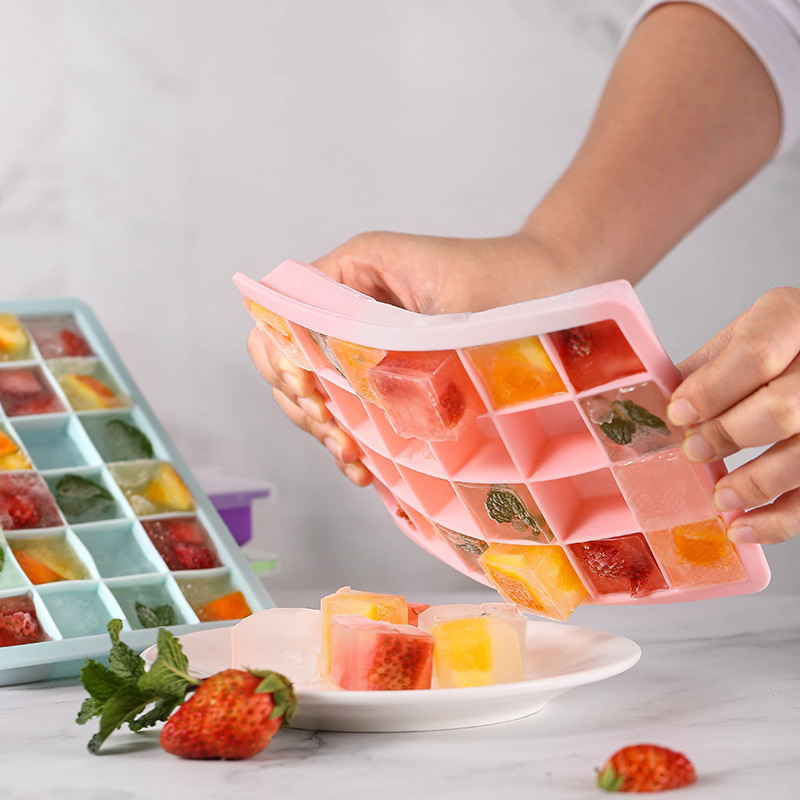 冰块盒制冰盒PP硅胶自制冰格模具创意DIY冰箱冻冰块盒24格详情图4