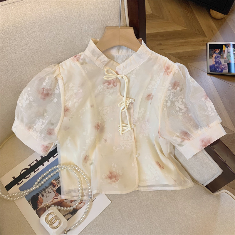 实拍 提花刺绣衬衣韩国24春装新款 时尚流苏须须国风衬衫女潮
