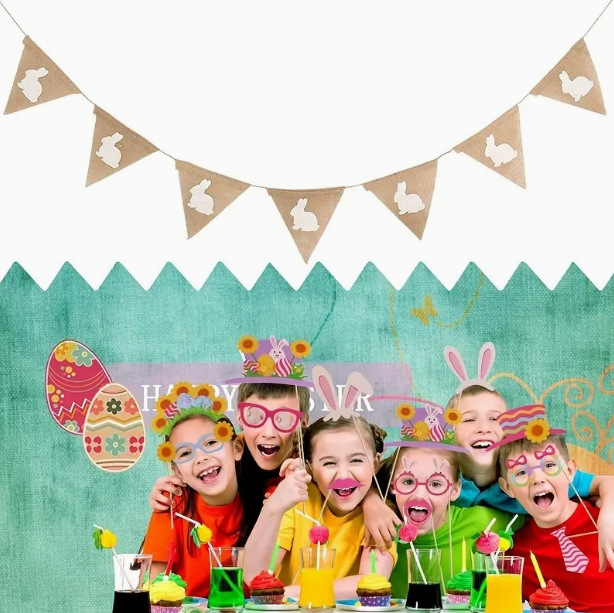 • حفلات عيد الفصح الأرانب عبر الحدود تزخرف لافتة ذات ثلاثة أزواج من رايات الأرانب details Picture