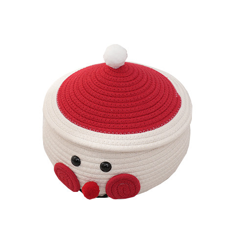Snowman Eggs Christmas Decoration Desktop Storage Basket Snacks Sundry Data Cable Storage Basket Dust Storage Basket With Cover Item Picture