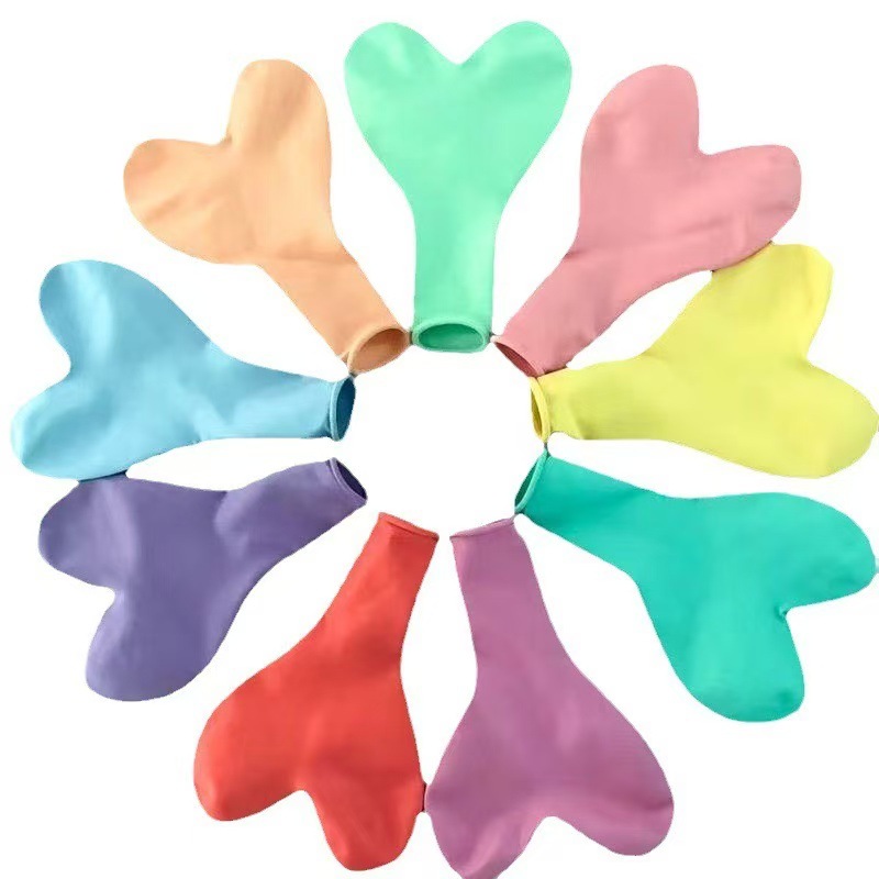 Macaron heart-shaped balloons for the Qixi Festival confession, wedding decoration, birthday party, cute girl atmosphere, and non-toxic Specification image