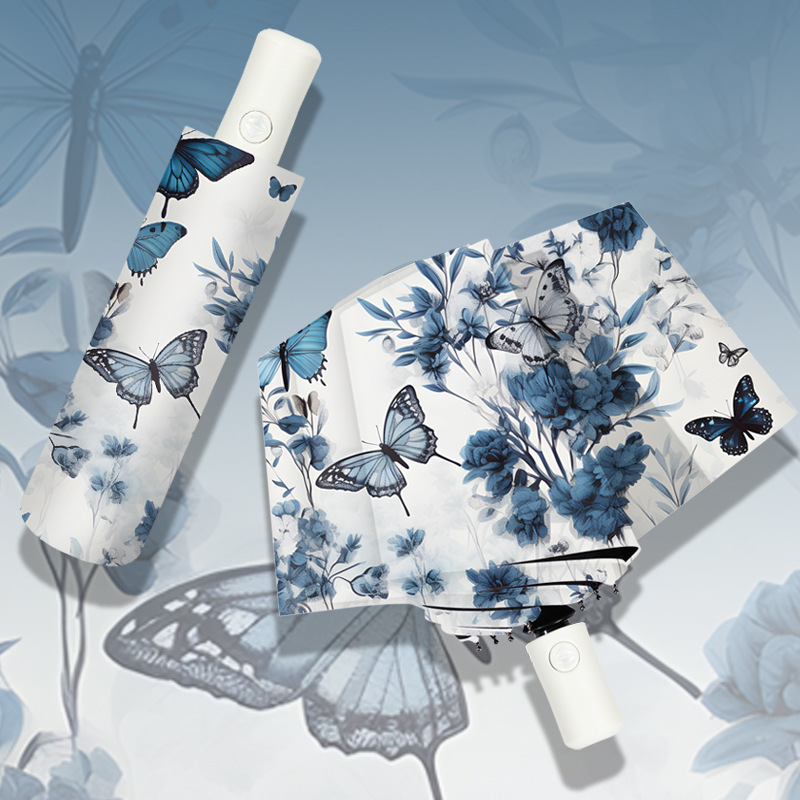 Manufacturer wholesale automatic folding umbrellas, UV protection, sun protection, sunshade, black rubber all-weather umbrellas advertisement details Picture