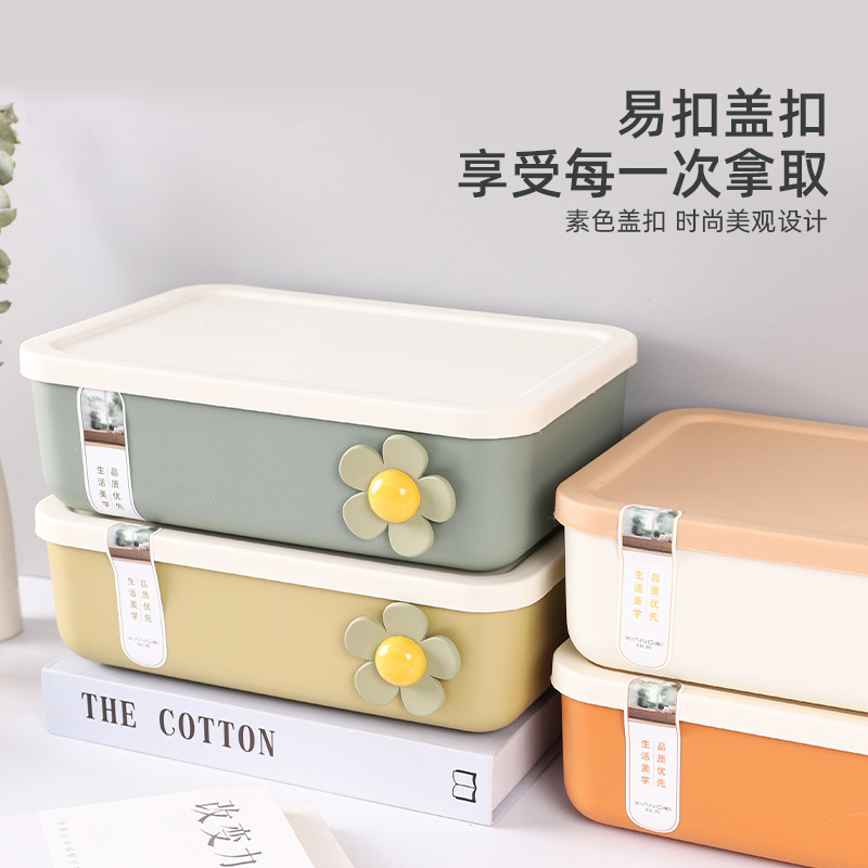 Sundry Desktop Storage Box With Cover Storage Basket Snacks Dormitory Desktop Cosmetics Storage Japanese Plastic Organizer Specification drawing