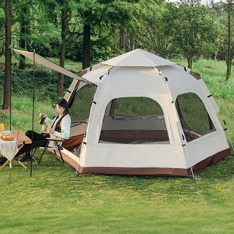厂家批发六角大帐篷全自动弹开露营野营户外加厚防雨郊游便携装备