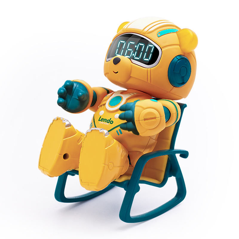 Mingyuan's new cross-border alloy robot led seven-color night light charging children's alarm clock in stock model Item Picture