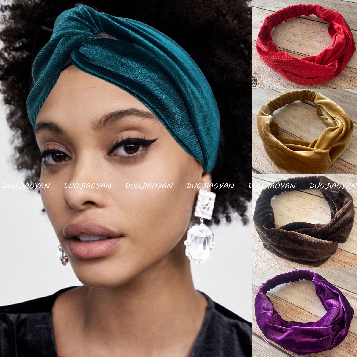 Amazon cross-border's new velvet hair band, a high-end fabric fashion hair accessory with a cross and simple elastic tie full figure
