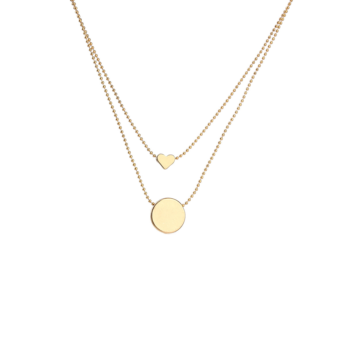 Simple Temperament Love Necklace Advanced Sense Fringe Round Piece Pendant Accessories 18K Gold Double Adjustable Accessories Item Picture