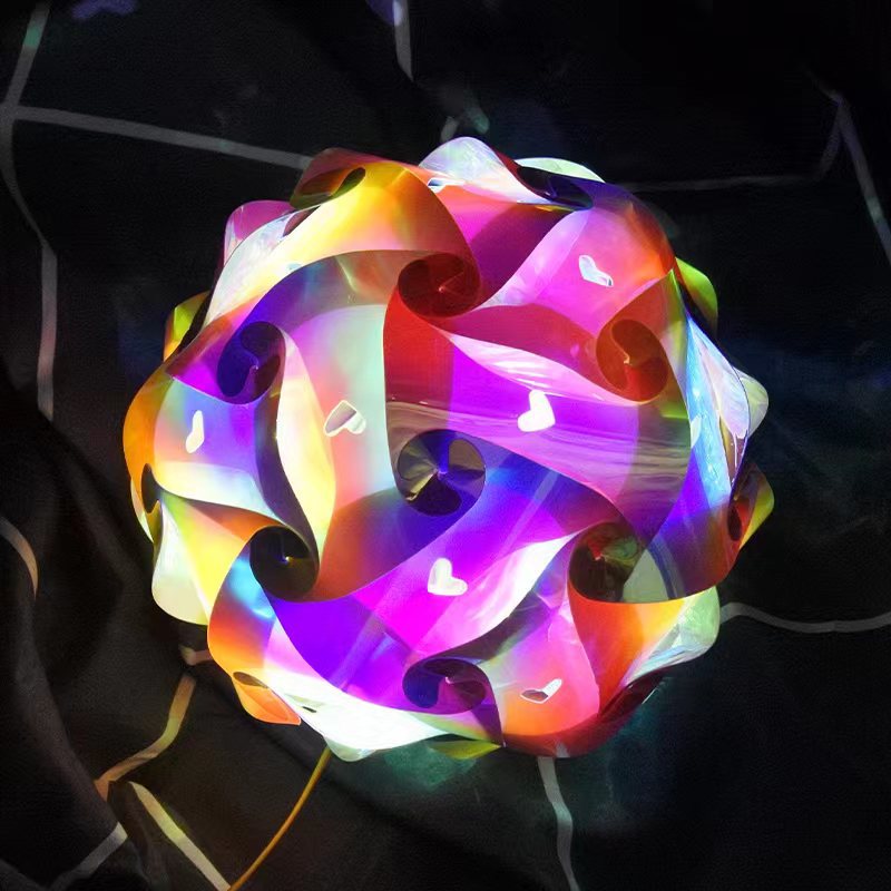 新款花灯led灯笼 春节元宵灯儿童磨砂镭射炫彩萤光diy手工手提灯详情图3