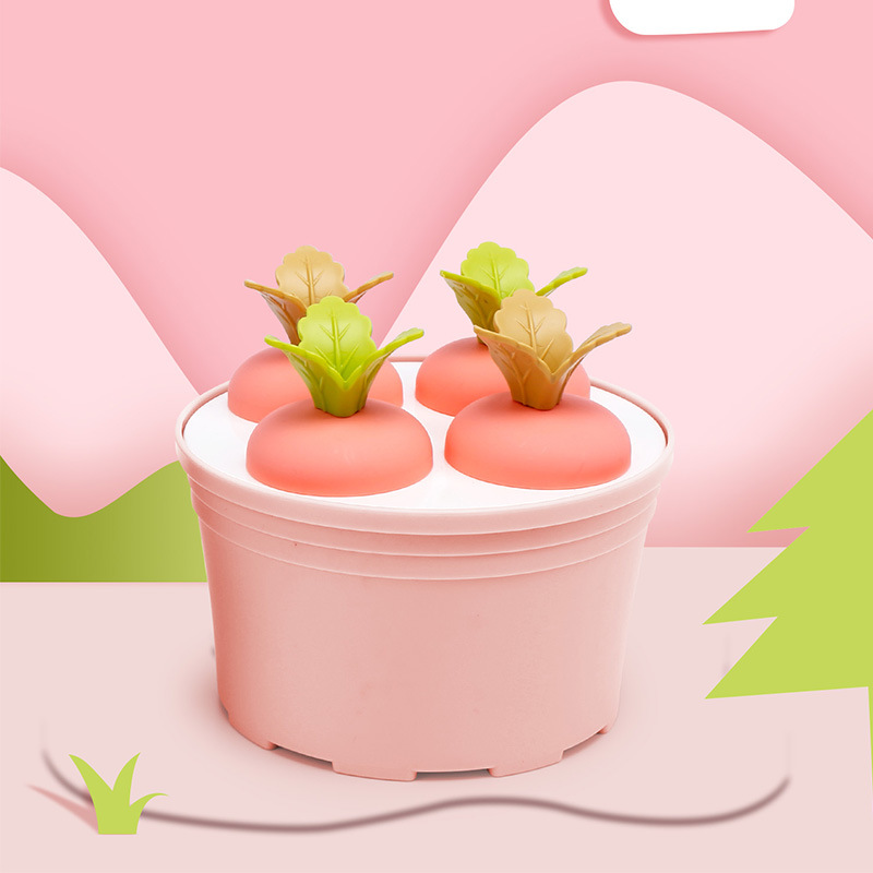 万福盆栽圆形4格冰模萝卜六格冰模植物造型冰棒塑料DIY雪糕模具