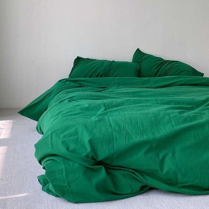 Air New Plain Bed 4-Piece Washable Cotton Solid Color Bed Sheet 3-Piece Bedding 4