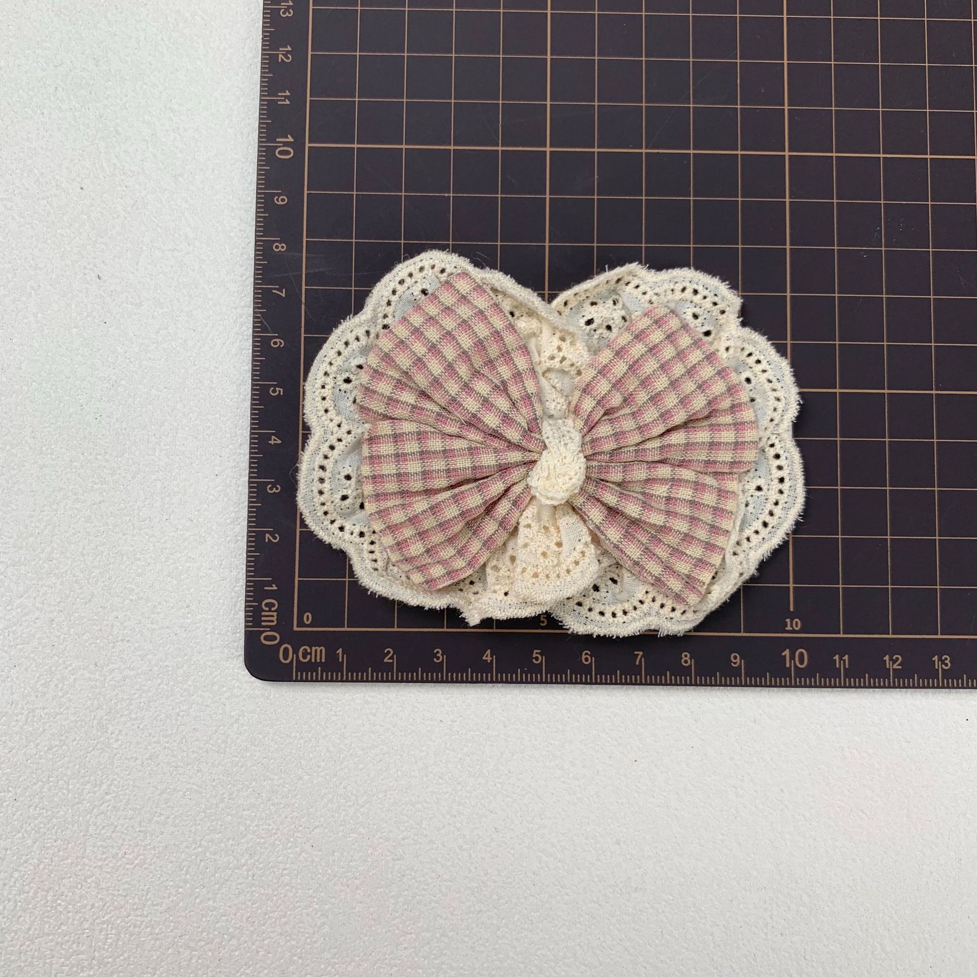French retro large lace trim, checkered, bow patchwork, DIY hair accessories, hair clips, brooches, clothing, bags and accessories pic 14