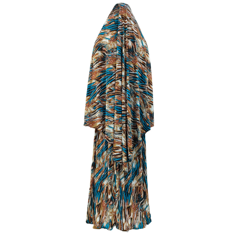 Cross-Border Middle East Hot Selling Ice Silk Scarf Skirt Two-Piece Liturgy Two-Piece Printed Liturgy Gown details Picture