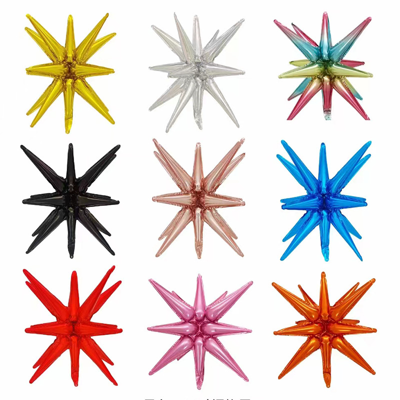 4D Conjoined Exploding Star Aluminum Film Balloon Three-Dimensional Water Drop Light Birthday Party Decoration Marriage Proposal Celebration Background Arrangement Specification drawing