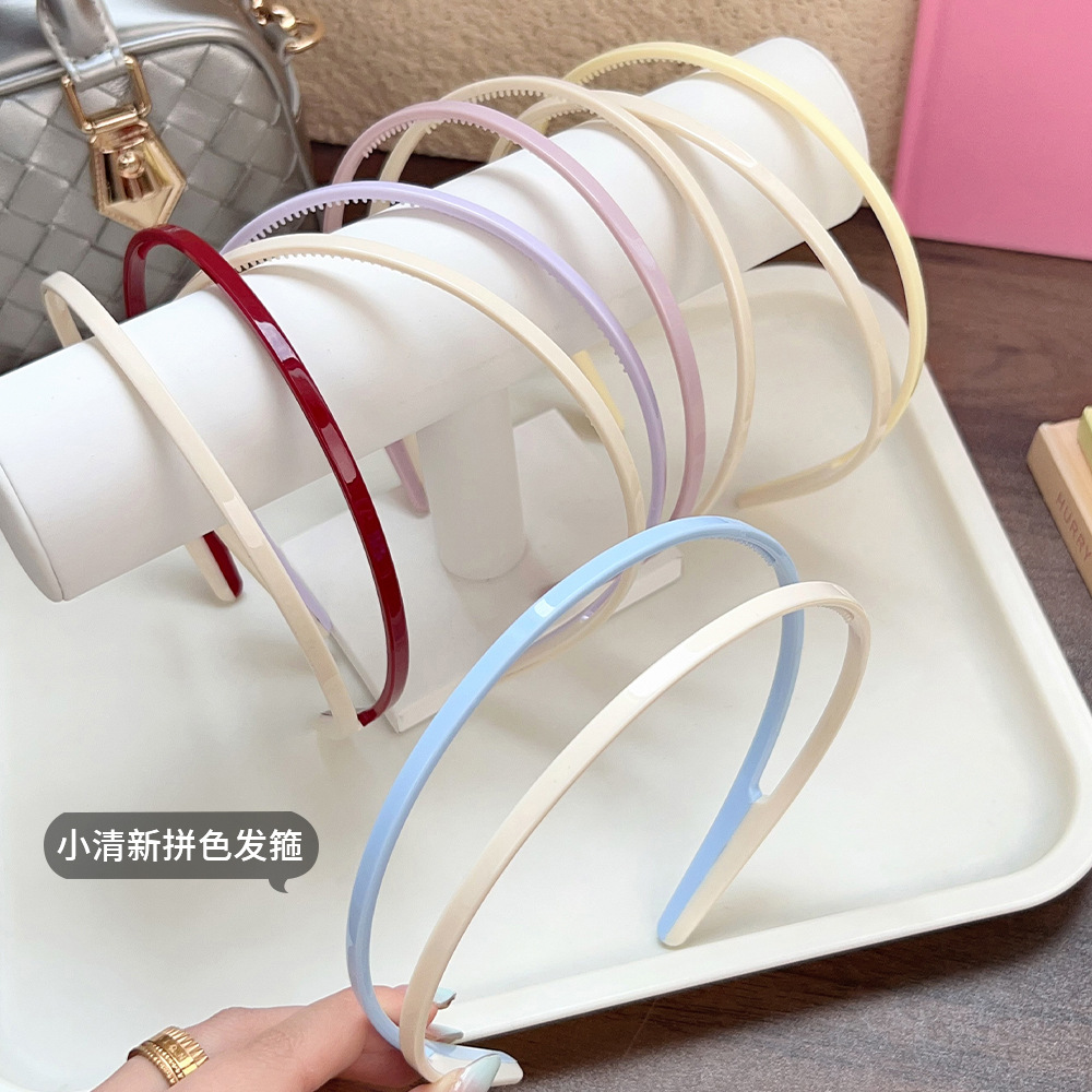 Fresh double-layer color-blocking hair band, versatile for commuting, fine-edge headband, a new hair-pressing headband for spring and summer girls to wash their faces