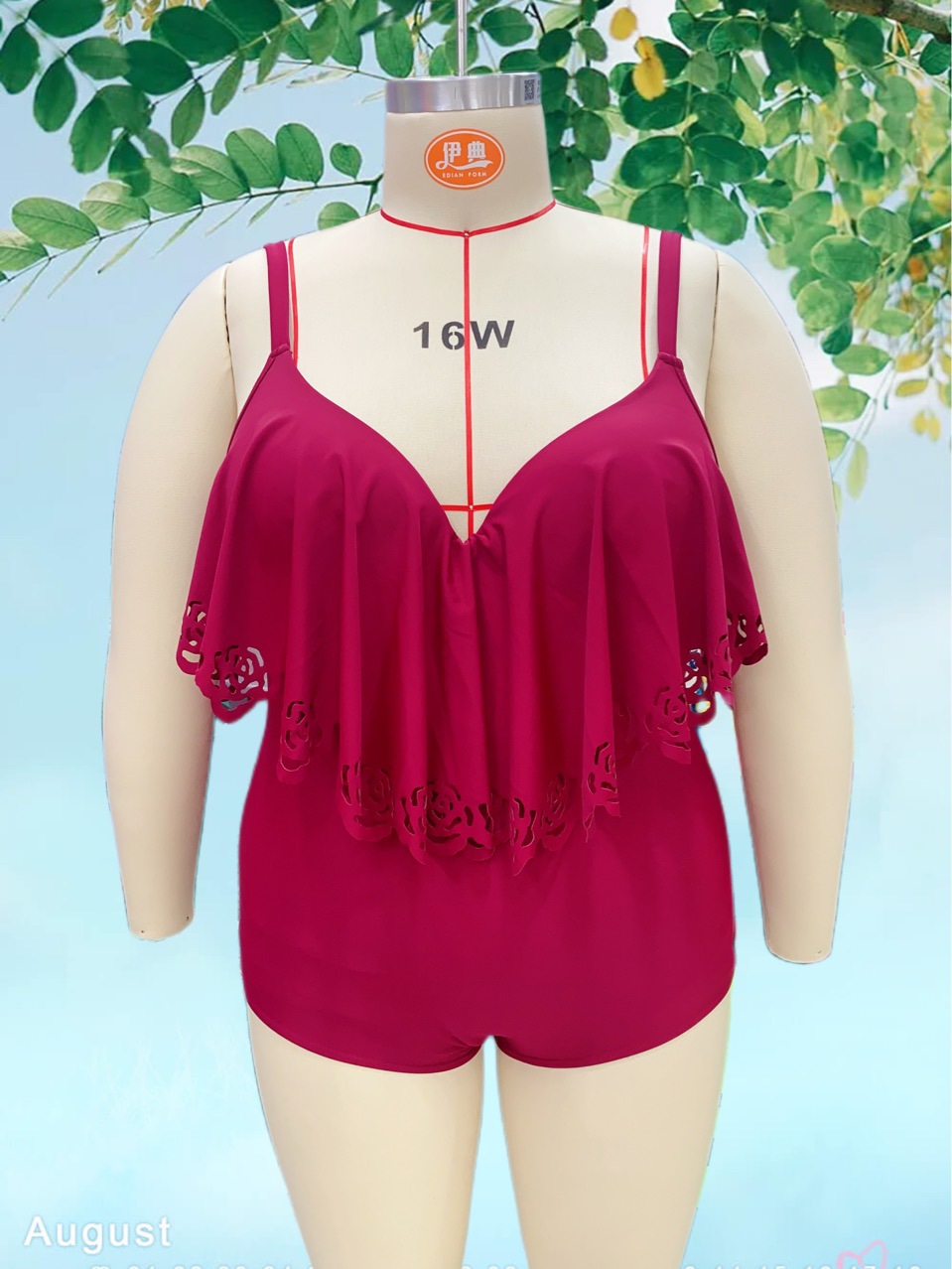 Fat Lady Big Size One-Piece Swimsuit Big Cup Fashion Plus Fat Plus Swimsuit Polyamide Fabric Flash Bikini