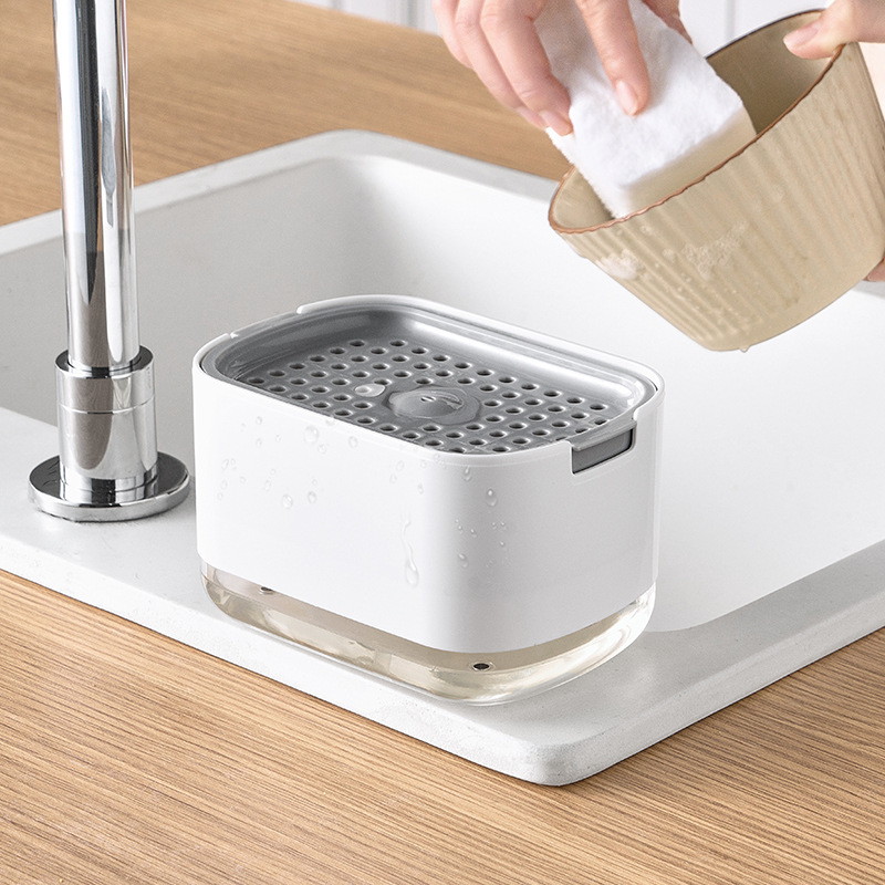Japanese kitchen press soap box Dishwashing pot bubbling machine Creative sponge wholesale dish soap liquid dispenser box