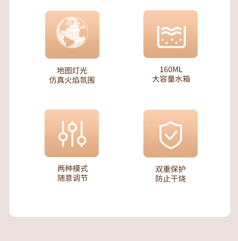 新款地圖火焰香薰機(jī) 氛圍感臥室辦公加濕精油香薰機(jī)詳情3