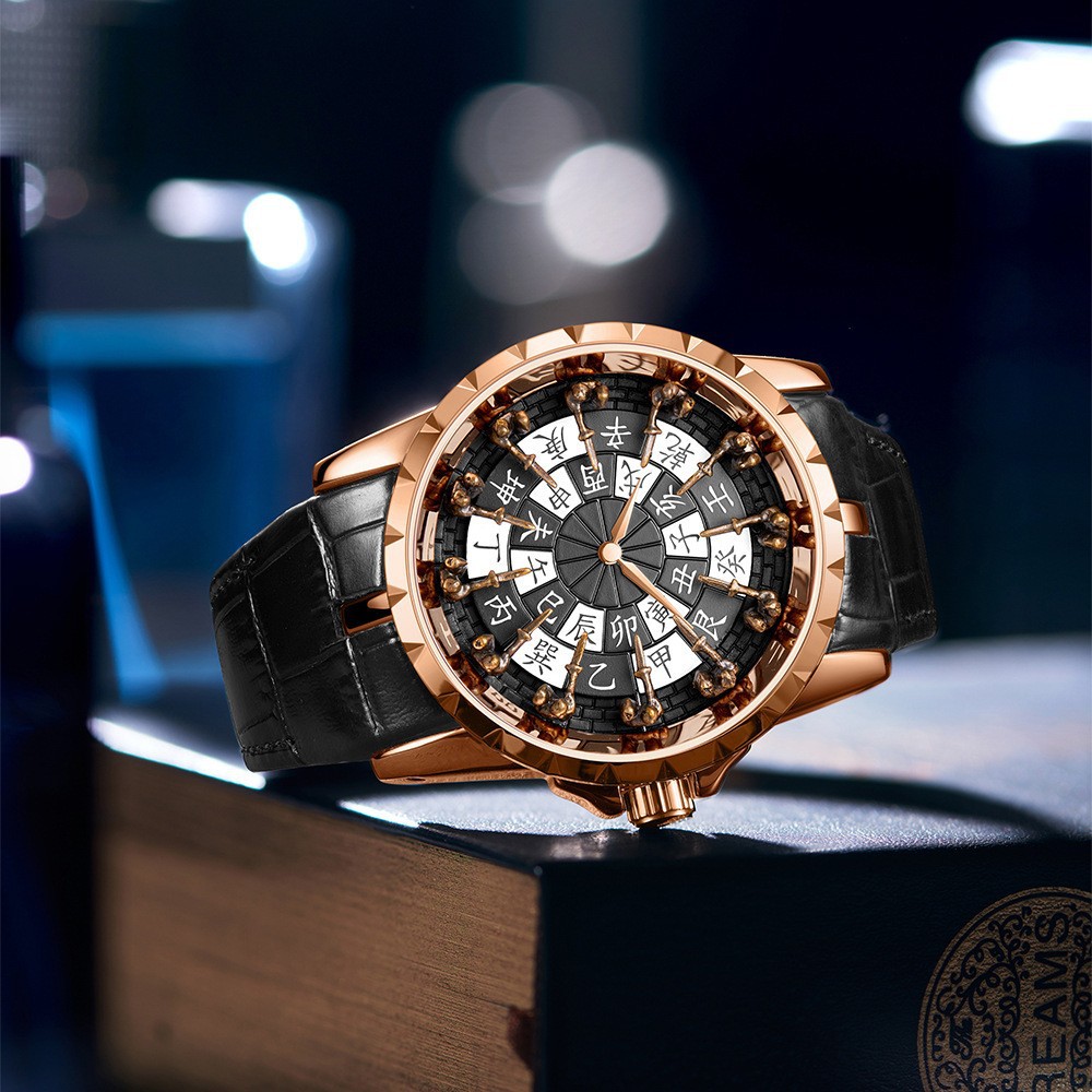 A classic cross-border quartz men's watch with a Chinese style in foreign trade, waterproof, fashionable and trendy, is a best-selling luxury watch for men details Picture