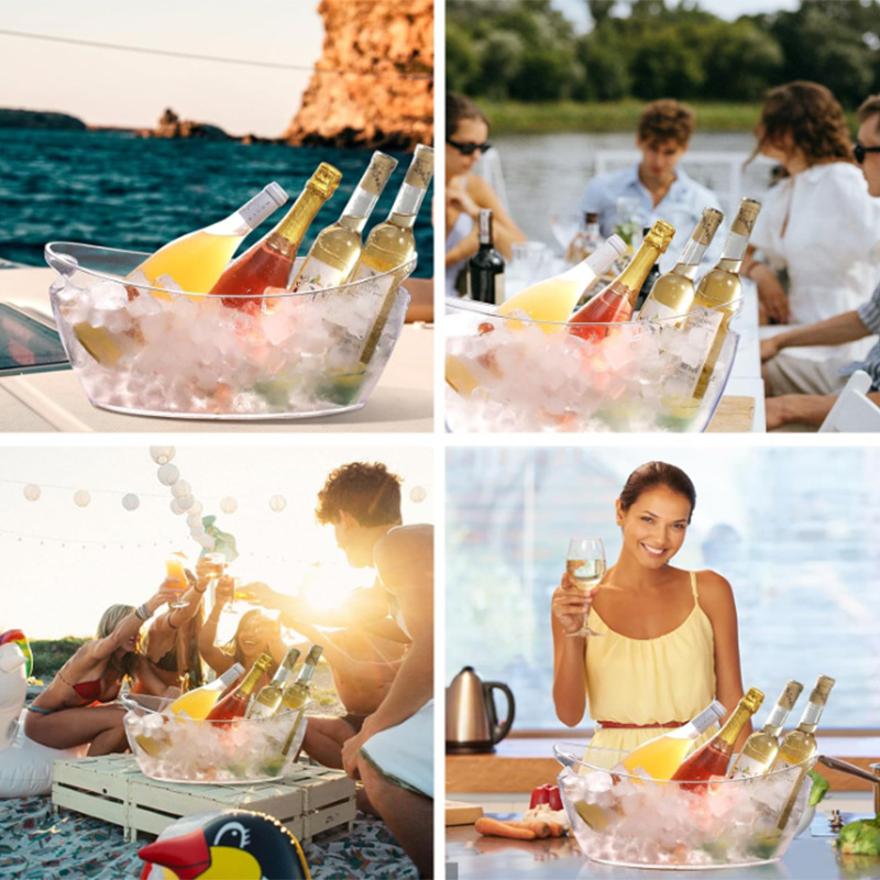 Plastic 5L Ice bucket, cross-border e-commerce ice bucket, beer bucket, boat-shaped bucket, ice cube bucket, hand-held bucket, gold coin bucket Application Scenario