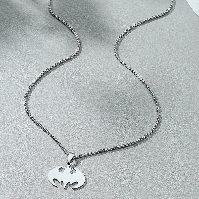 European And American Superhero Batman Necklace Personality Stainless Steel Smooth Pendant Amazon Cross-Border Supply details Picture