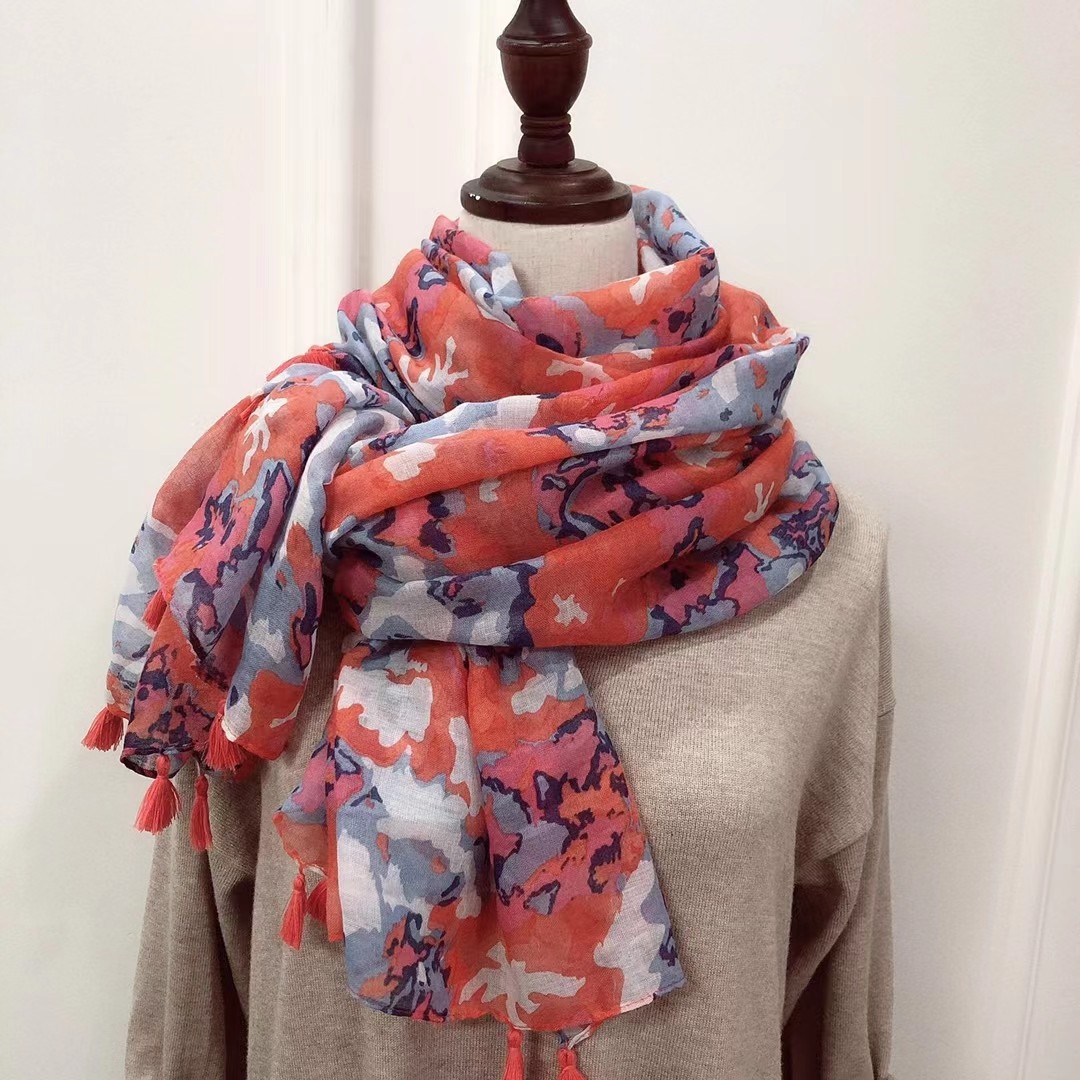 Spring And Autumn Japan And South Korea Sweet Spring Spot Women Plain Print Decorative Red Flowers Autumn And Winter Scarf Large Shawl Specification drawing