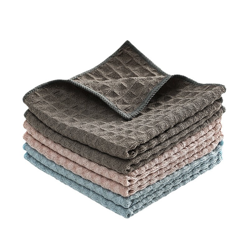 Waffle kitchen absorbent, non-shedding dishcloth, cleaning and stain removal scouring pad, household and home quick-drying cleaning cloth Item Picture