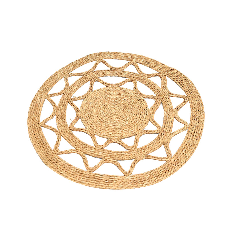 Japanese Mori Household Kitchen Mat Round Floor Mat Jute Heat Insulation Anti-Hot Non-Slip Mat Cup Mat Hand-Woven Mat Item Picture