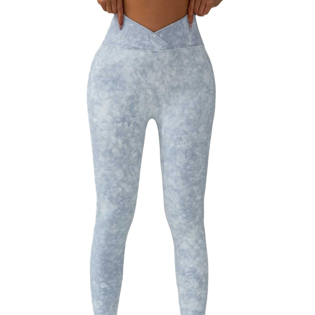 New seamless matte washable yoga pants, quick-drying fitness running peach-lift hips, high-waisted cross tight pants for women Item Picture