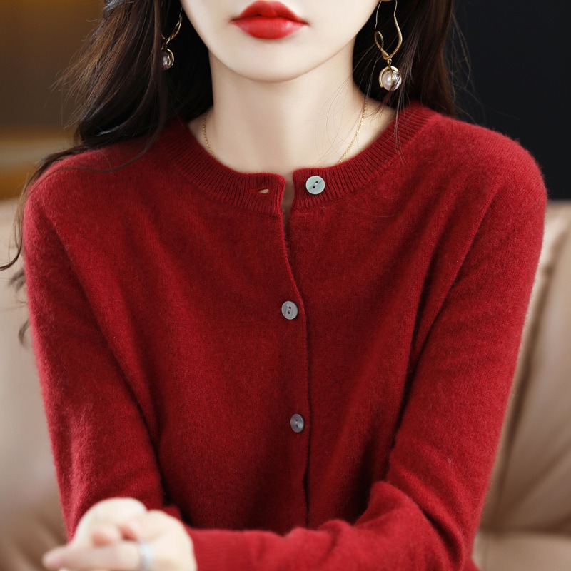 开衫外套女新款针织开衫女减龄长袖圆领毛衣开衫百搭针织外套女装