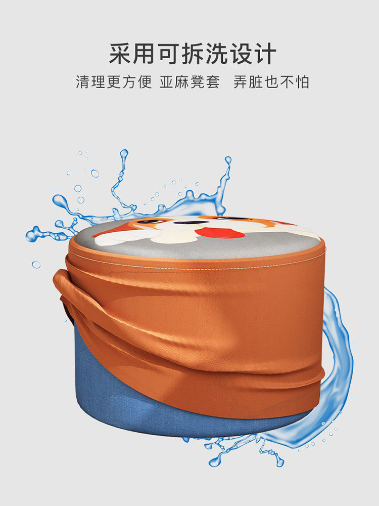 Household small stools, low stools, living room coffee tables, fabric round stools, shoe-changing stools at the door, low stools, popular and cute sitting stools Application Scenario