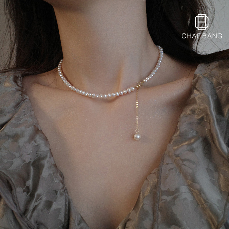 Pearl collarbone chain Women's 2023 new style fashionable and elegant light luxury necklace, simple and individual, versatile and high-end neckchain