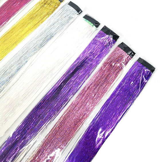 Laser wire hair extensions, one-piece dazzling laser metal wire ear dye, seamless hair extensions, one-clip hair extensions pic 6