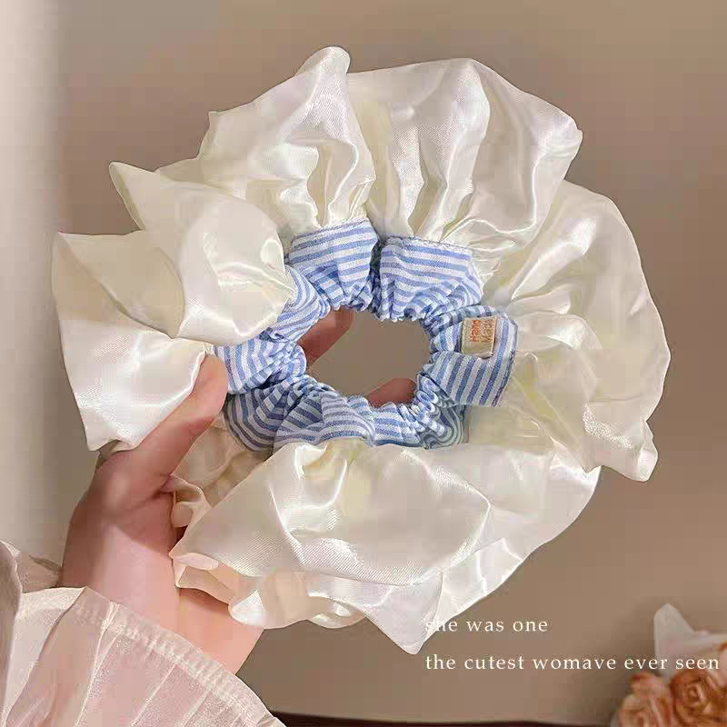 Summer's new cream-style lace-trimmed large intestine hair band, sweet ballet-style hair tie for women, high-end hair accessory details Picture