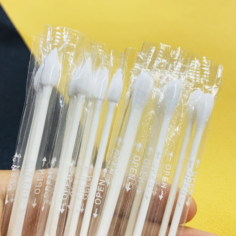 Double-ended cotton swabs, disposable cosmetic cotton swabs, pointed and round ends, individual packaging, cleaning and care cotton swabs, paper sticks, boxes details Picture