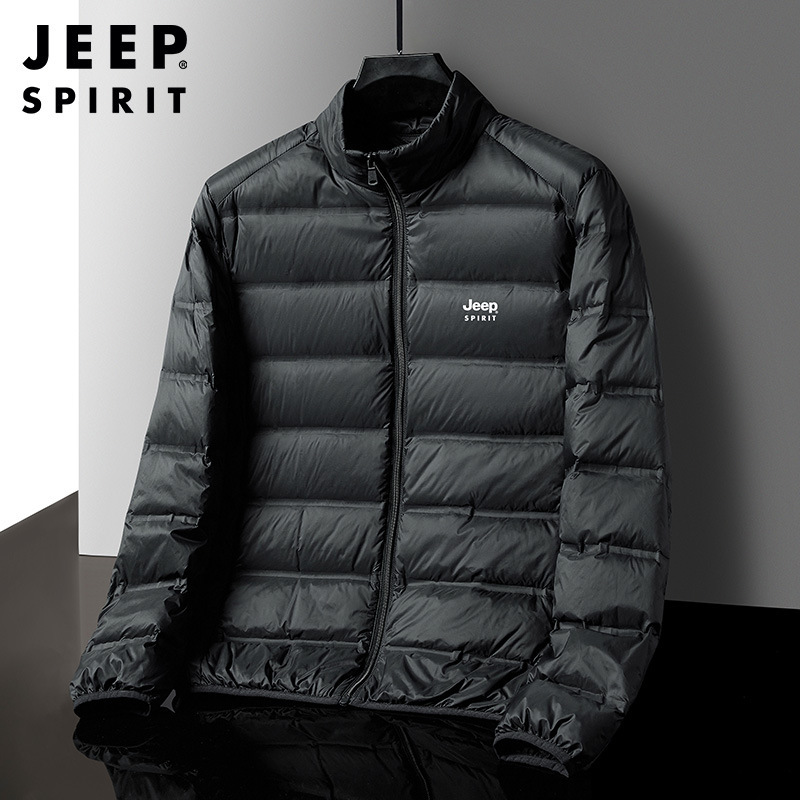 2022秋冬新款时尚百搭白鸭绒羽绒服男士石墨烯保暖短款连帽外套#