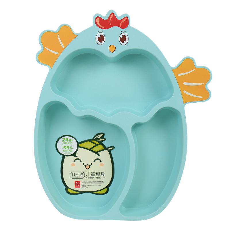 Small Bamboo Fiber Antibacterial Baby Tableware Children's Chicken Plate Kindergarten Bear Plate 4 Sets Item Picture