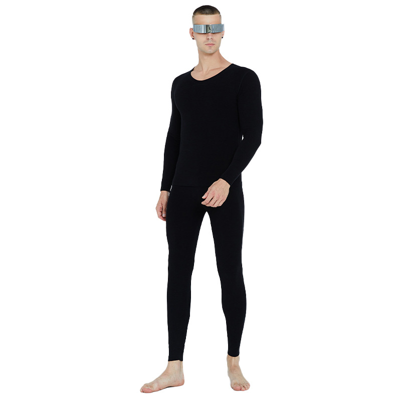 Men's Velvet Thermal Underwear Set Antibacterial Winter Self-Fleece Self-Heating Long Underwear Close-Fitting Comfort Set Item Picture